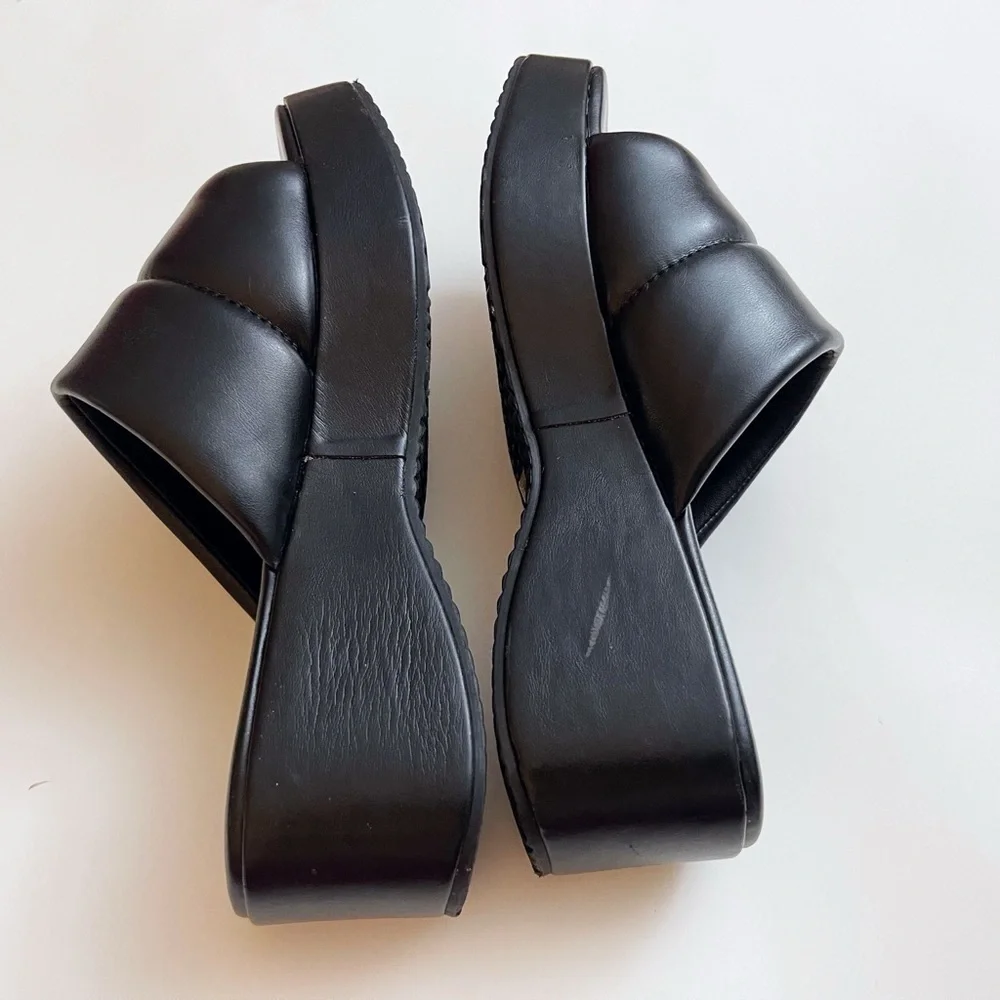 Leather Platform Slide Sandals 7.5 Y2K Casual Chunky